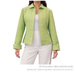 Vintage Harve Benard Lime Quilted Jacket Sz 12 M 90s Minimalist